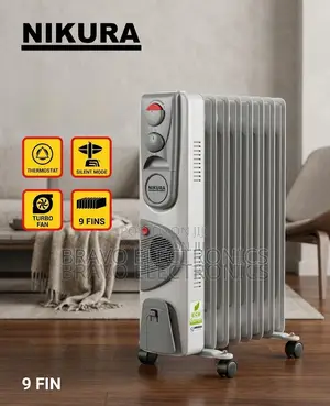 Nikura 9 Fin Room Heater With Fan – Powerful Safe Heating Solution