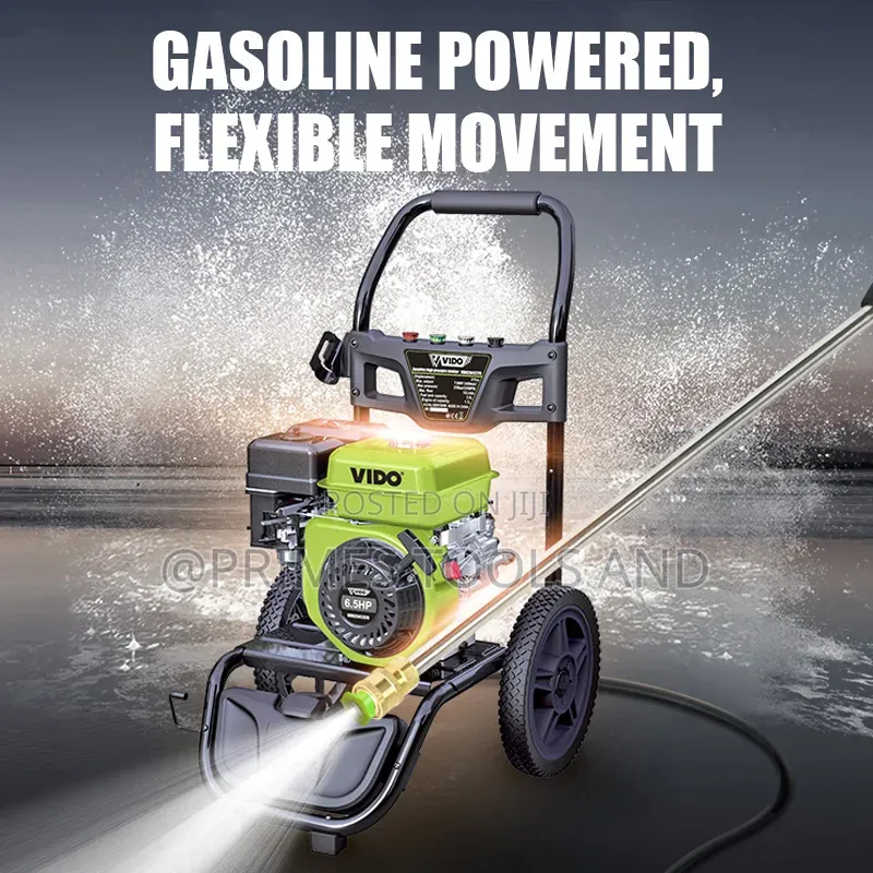 Gasoline-Powered High-Pressure Washer Featuring Vido