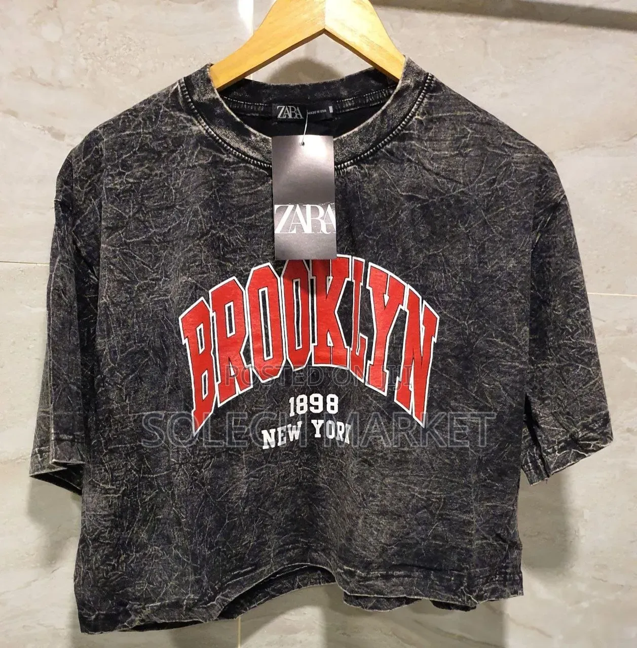 Black Acid Wash Oversized Crop T-Shirt