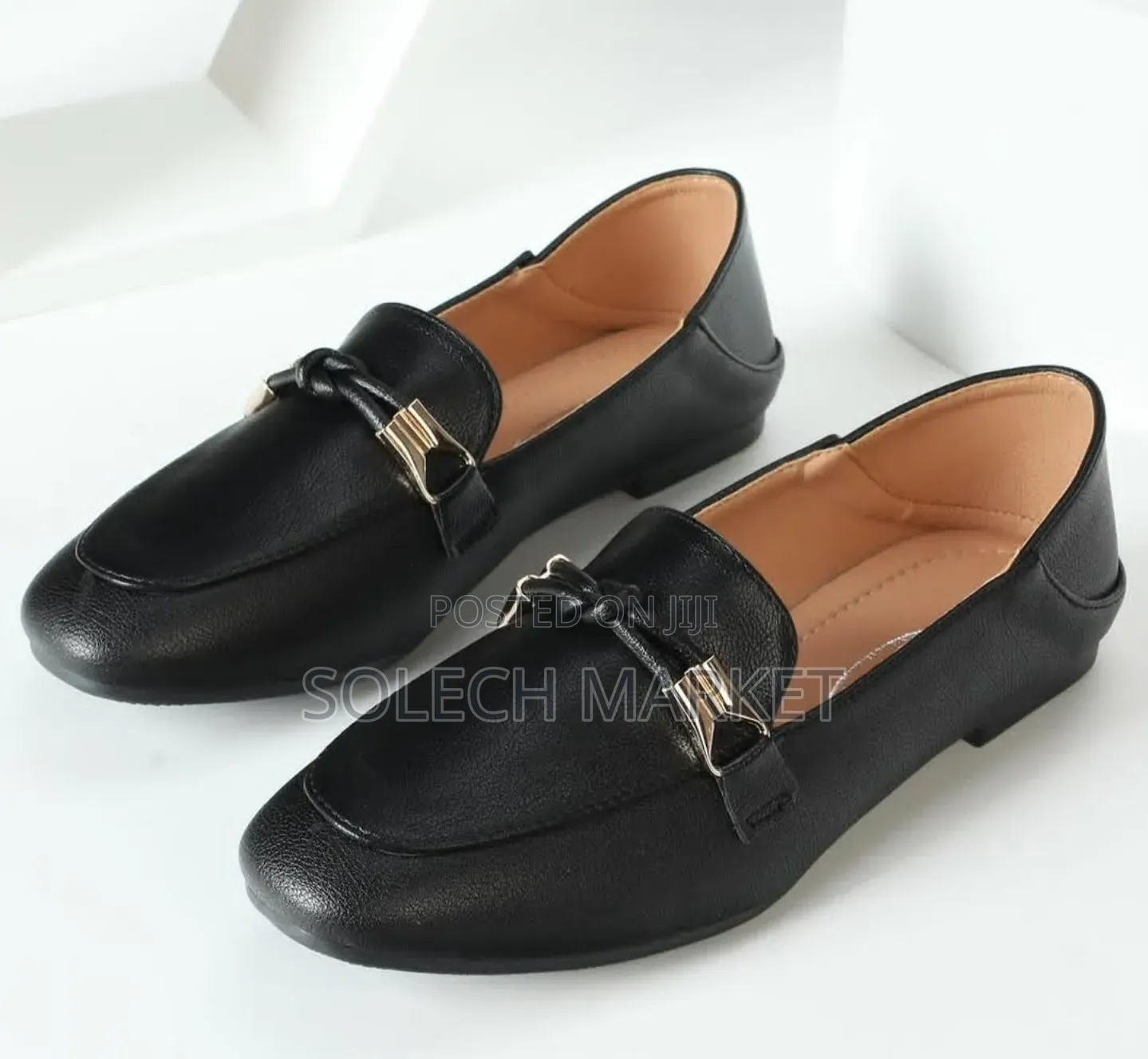 Black Leather Loafers Featuring