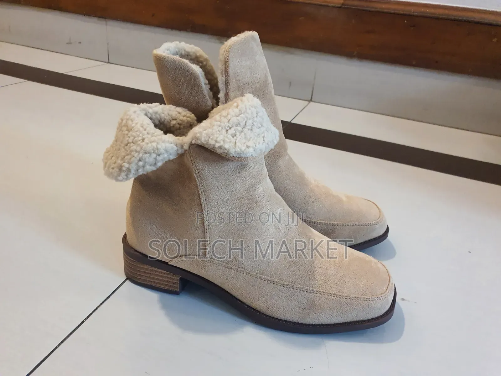Beige Suede Ankle Boots