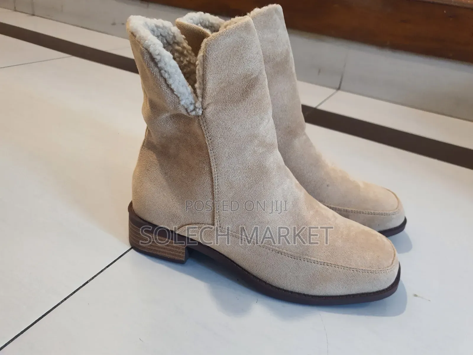 Beige Suede Ankle Boots