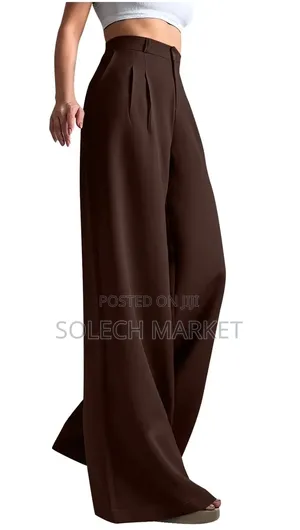 High-Waisted Belted Wide Leg Pants