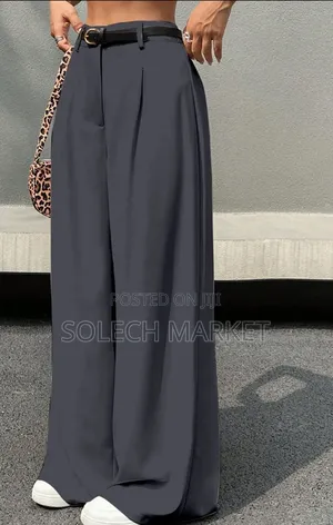 High-Waisted Belted Wide Leg Pants