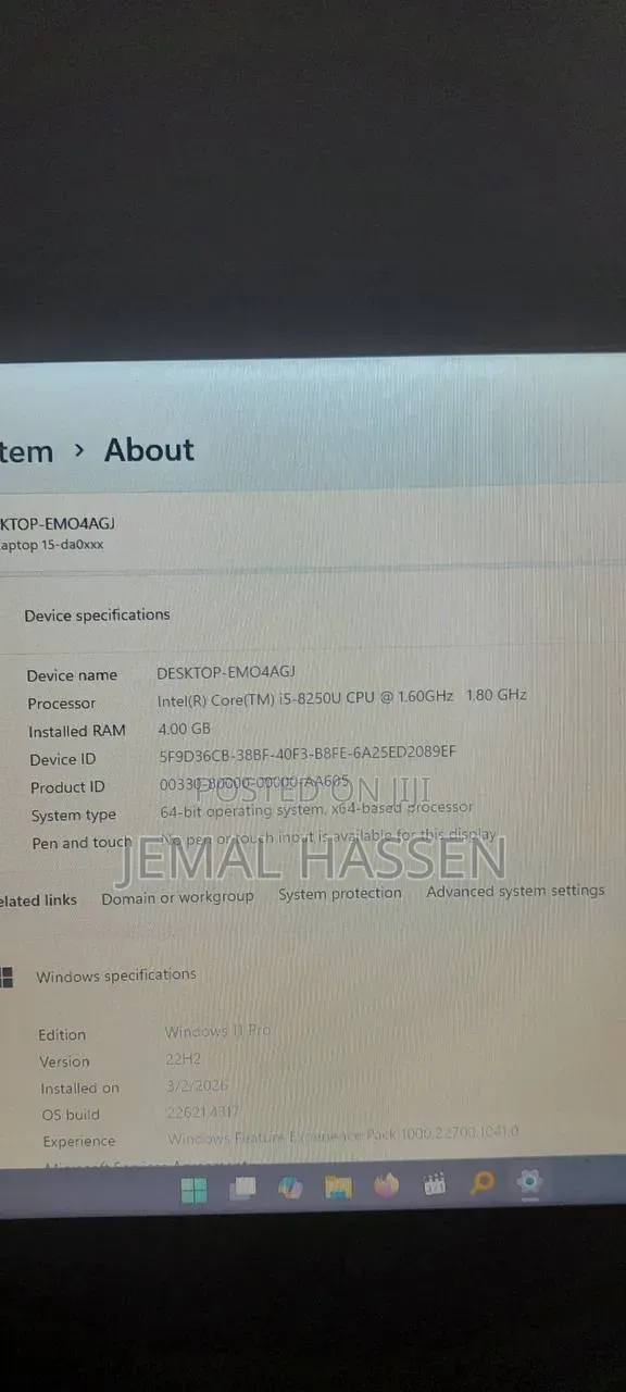 Laptop HP 15S 4GB Intel Core i5 HDD 256GB