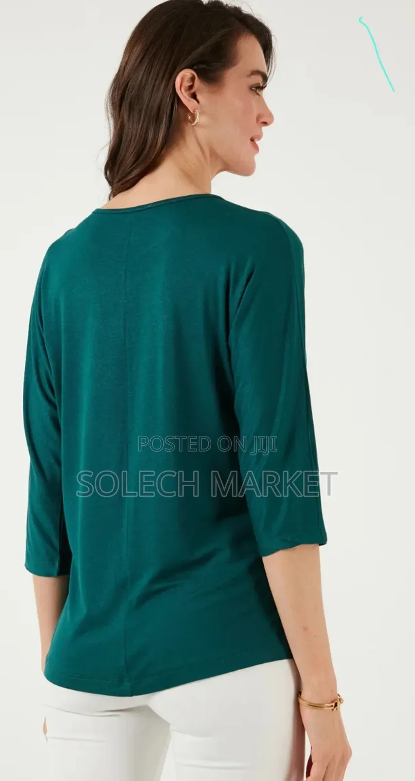 Green Crinkle Button-Front Blouse