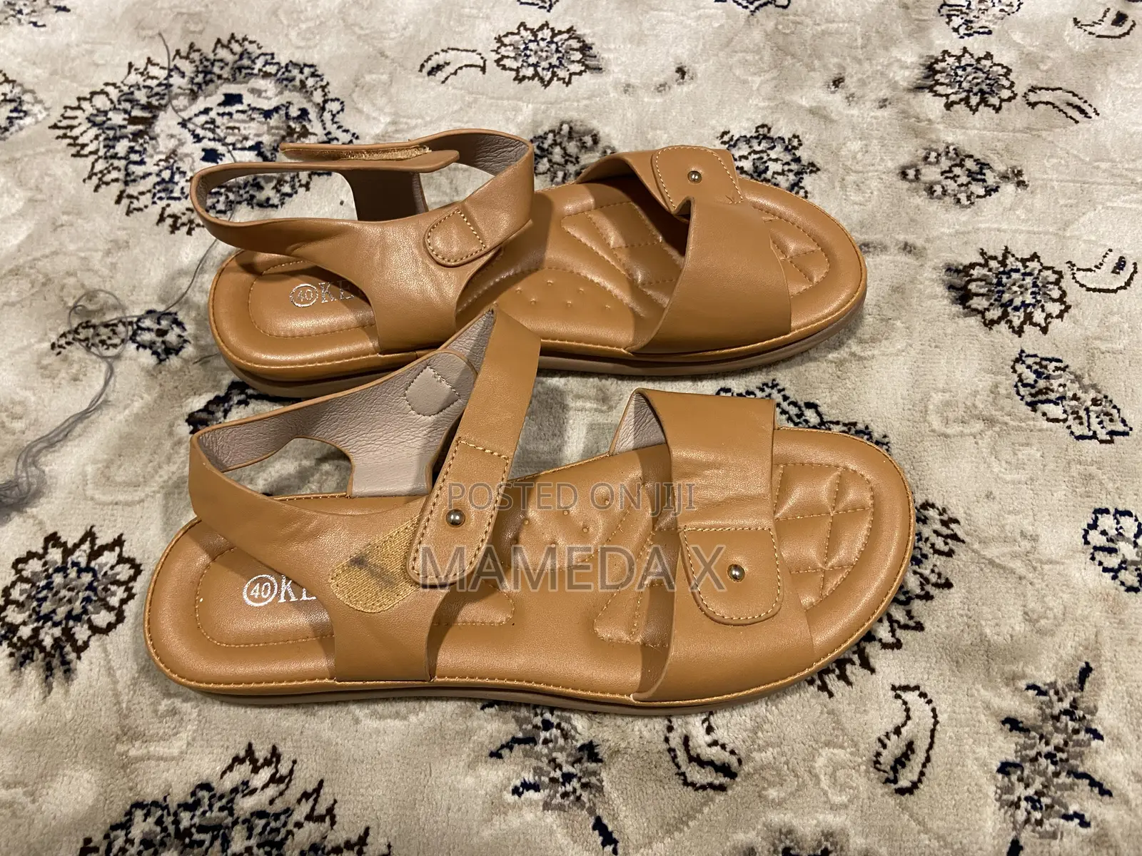 Women's Comfort Cushioned Sandals – Tan/Cognac Leather | Multi-Strap