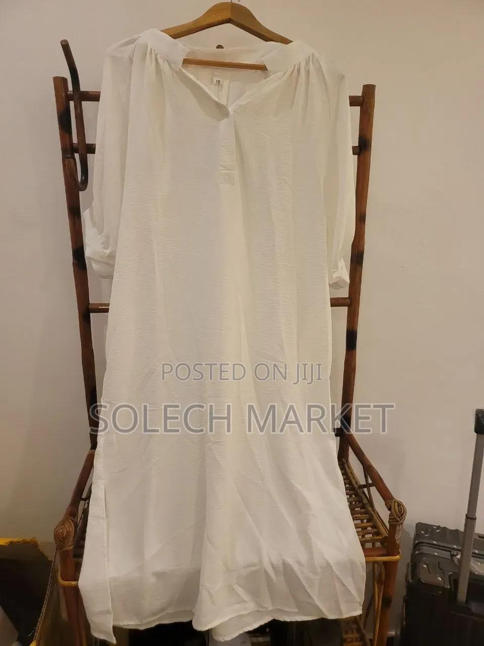 White Michael Stars Gauze Caftan Dress