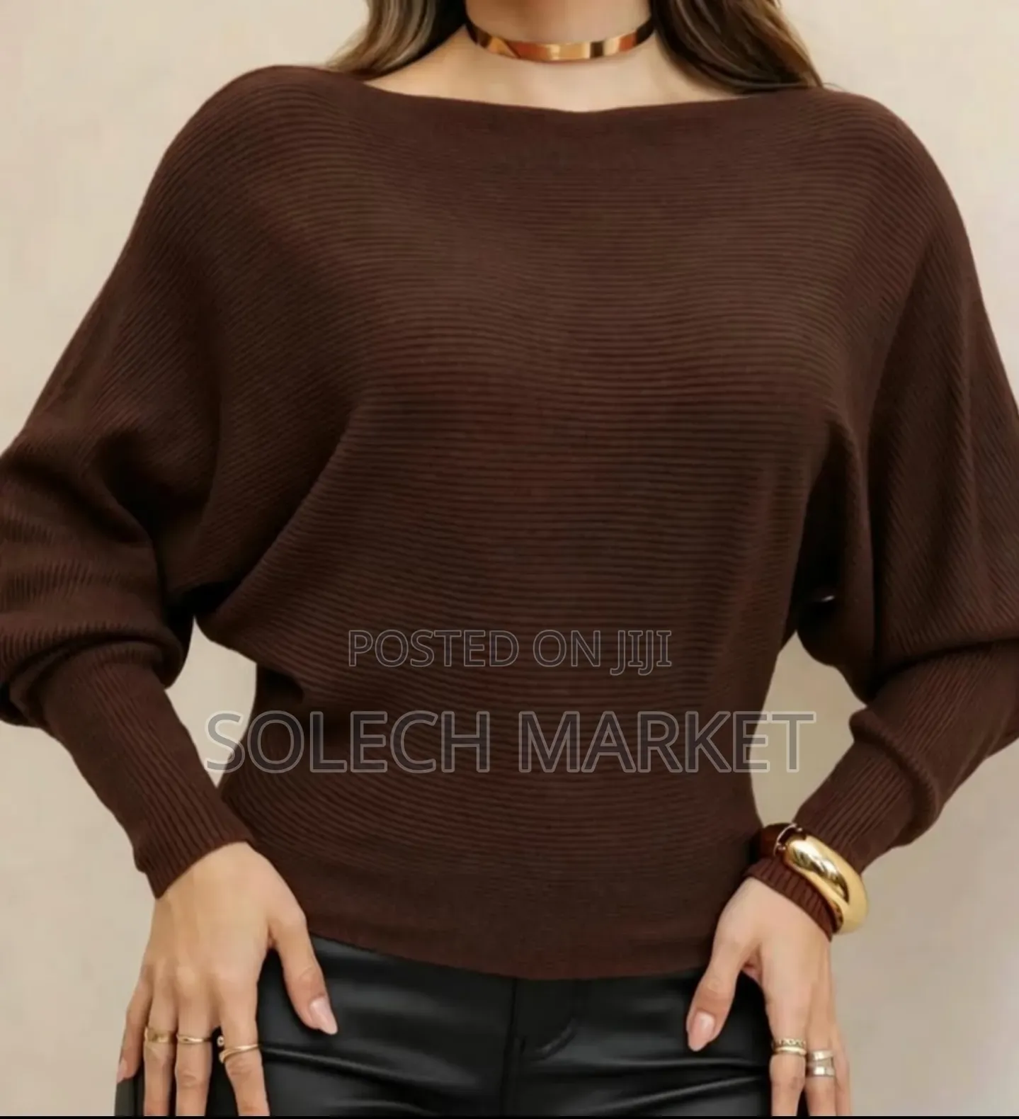 Ribbed Batwing Sweater