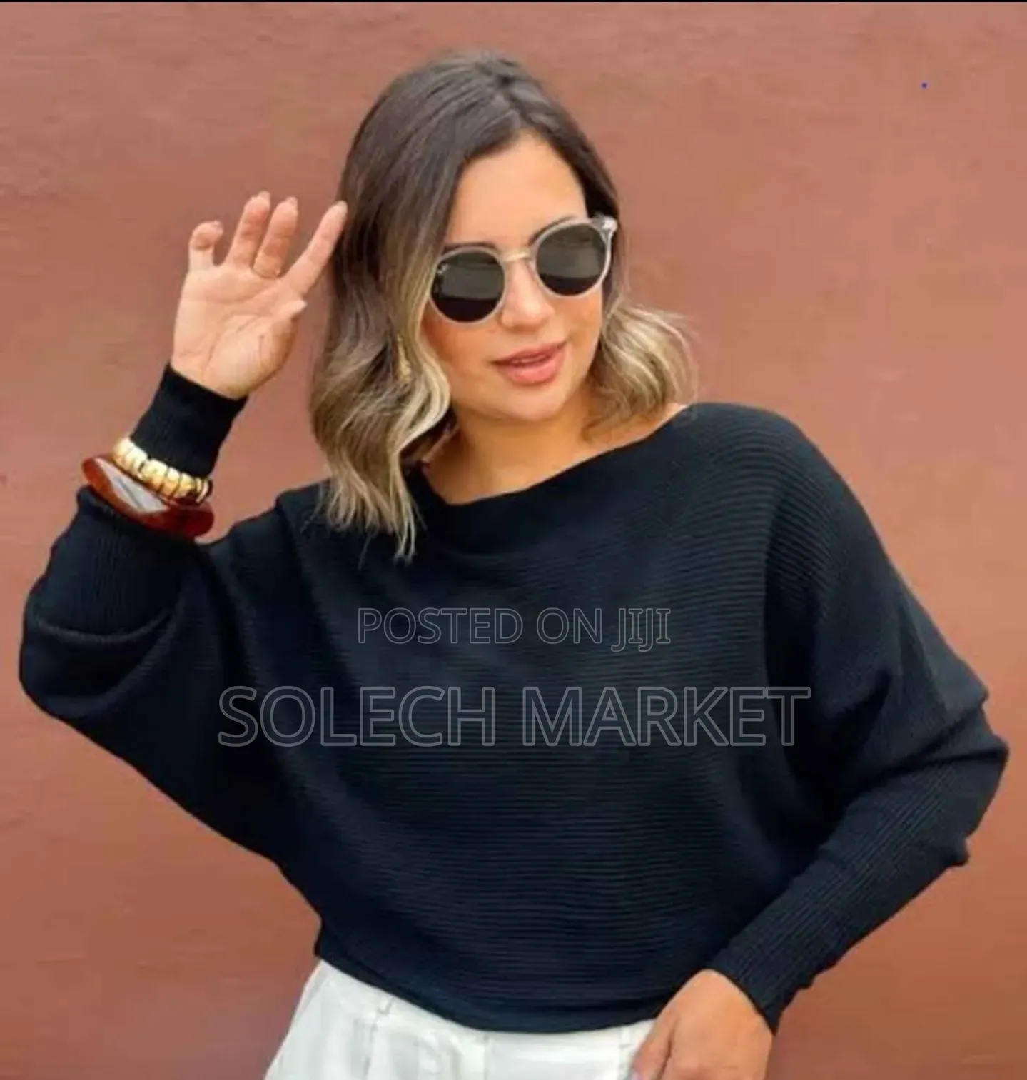 Ribbed Batwing Sweater