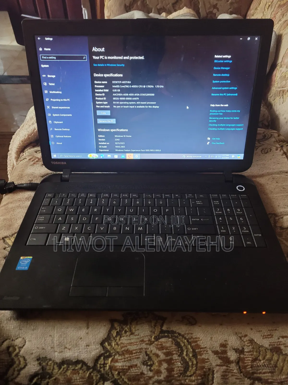 Laptop Toshiba Satellite C55 8GB Intel Core i3 HDD 512GB