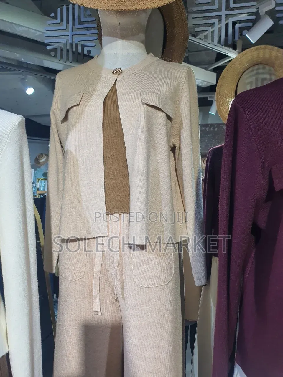 Beige Knit Ensemble Features