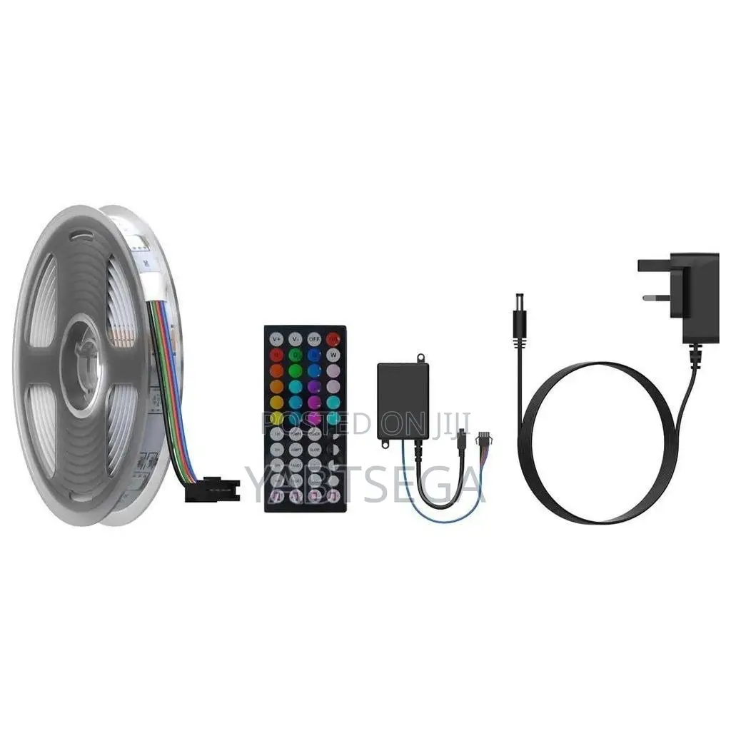 5m Porodo Blue Sound Reactive Rgb Strip Light With Remote Control