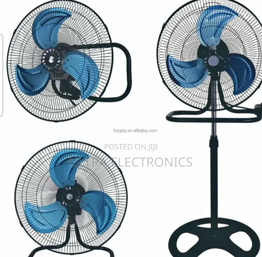 Proud 18-Inch Industrial Pedestal Fan Features Distinctive Blue Blades