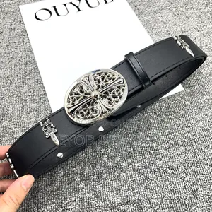 Chrome Hearts Leather Belt With Metal Dager and Brand