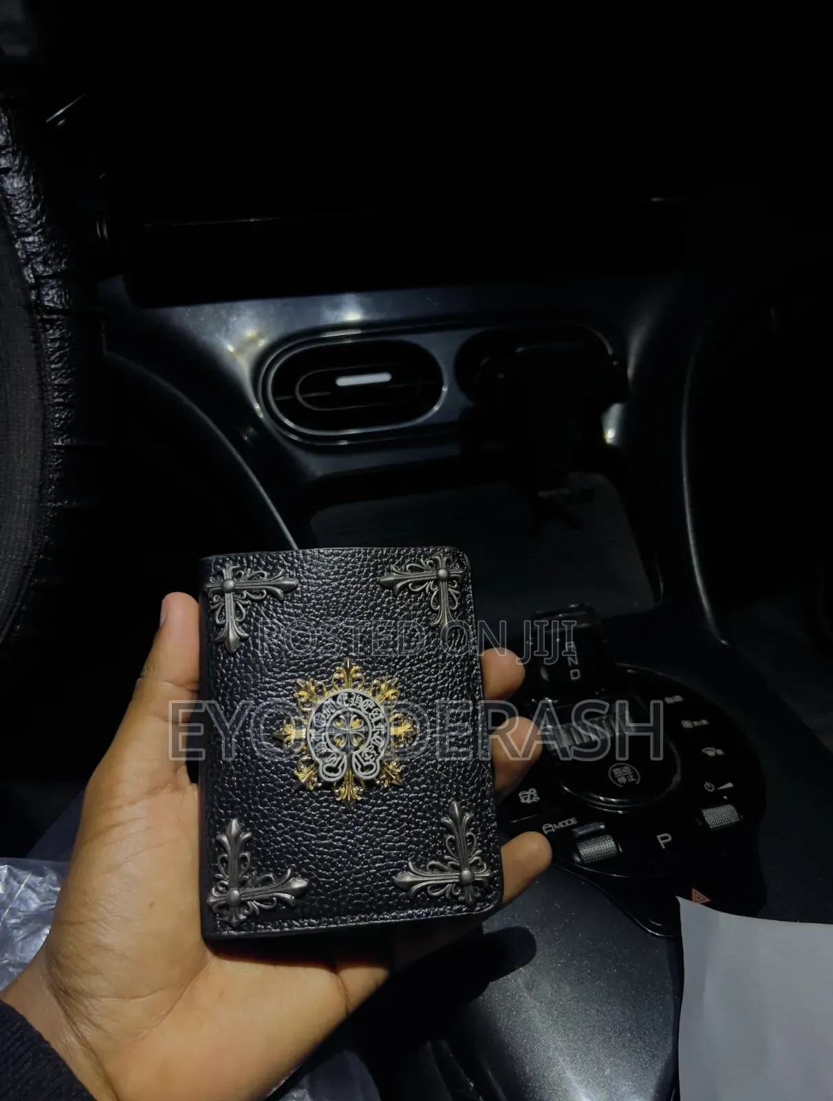Chrome Hearts Leather Wallet With Metal Branding
