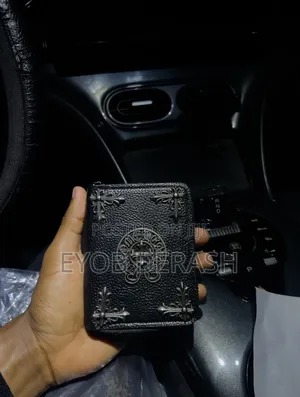Chrome Hearts Leather Wallet With Metal Branding