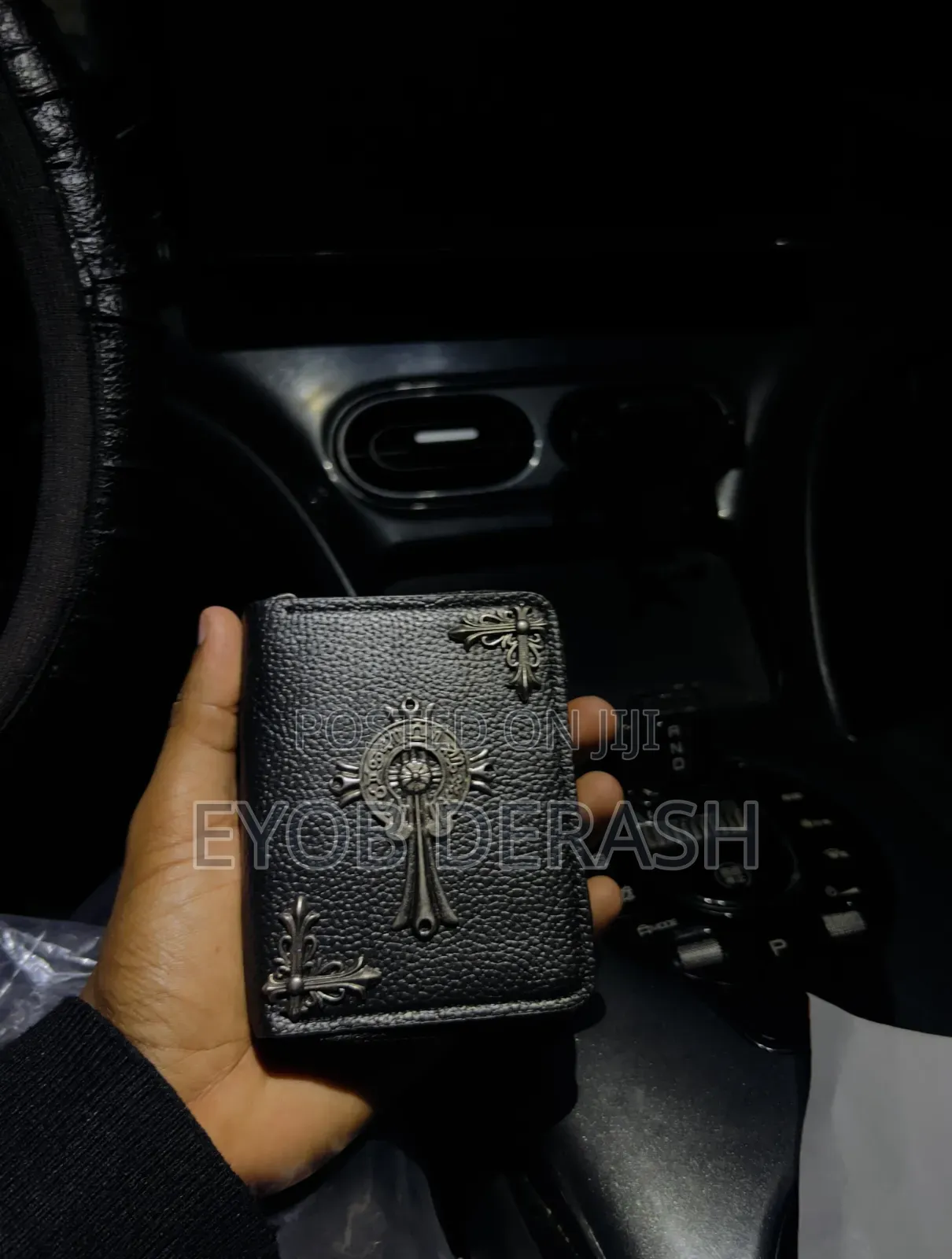 Chrome Hearts Leather Wallet With Metal Branding