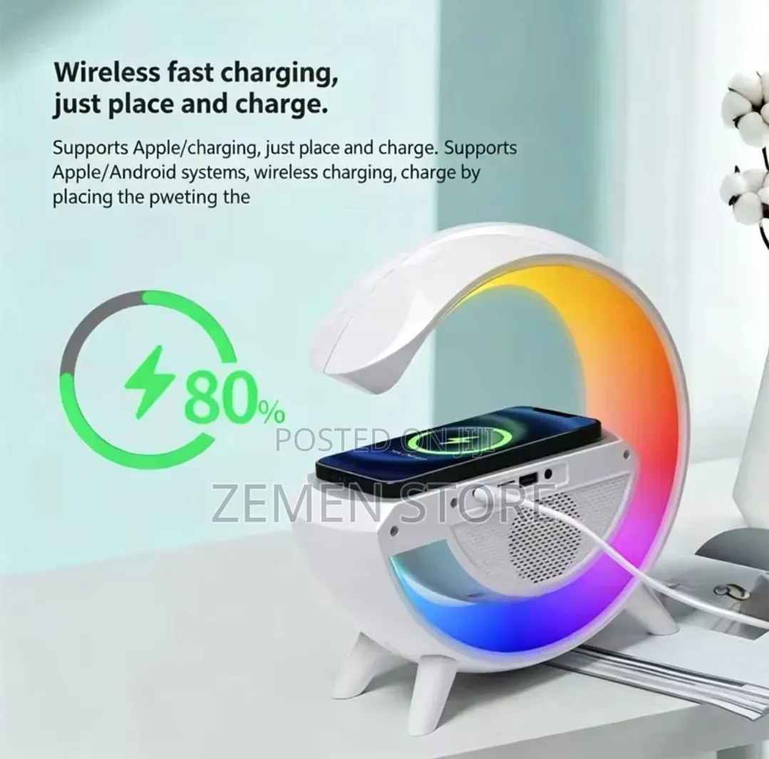 3-in-1 RGB Night Light Wireless Charger Bluetooth Speaker ባለብዙ ጥቅም እቃ