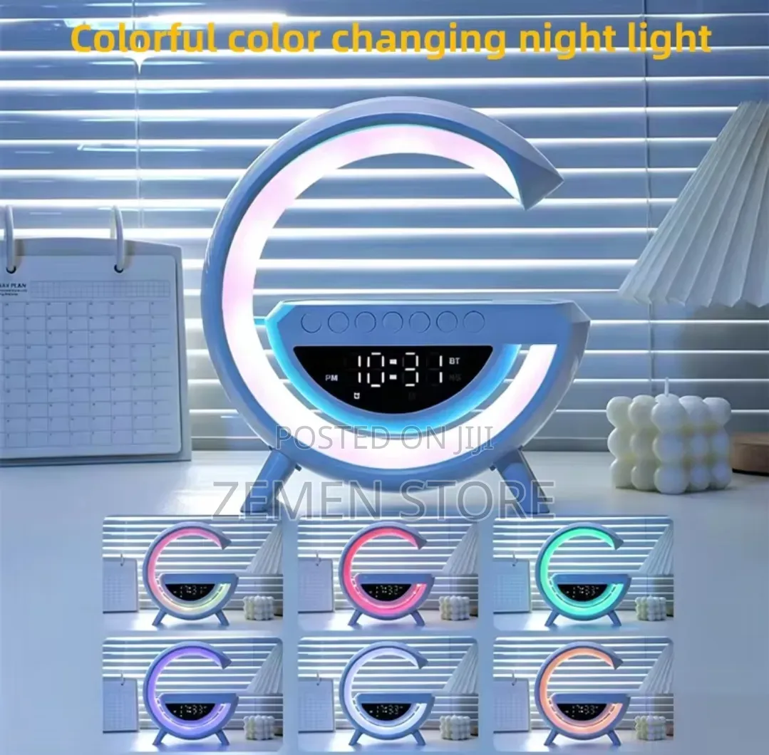 3-in-1 RGB Night Light Wireless Charger Bluetooth Speaker ባለብዙ ጥቅም እቃ