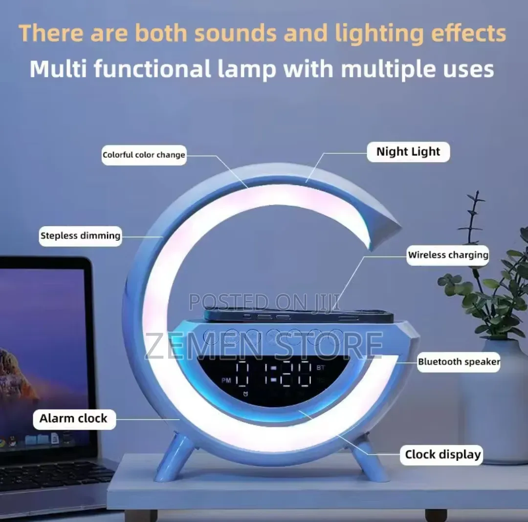 3-in-1 RGB Night Light Wireless Charger Bluetooth Speaker ባለብዙ ጥቅም እቃ