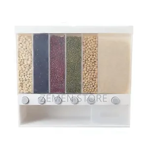 6-Grid Wall-Mounted Grain Dispenser Cereals የጥራጥሬ ማስቀመጫ ማከፋፈያ