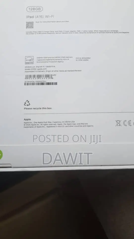 New Apple iPad Wi-Fi 128 GB Pink