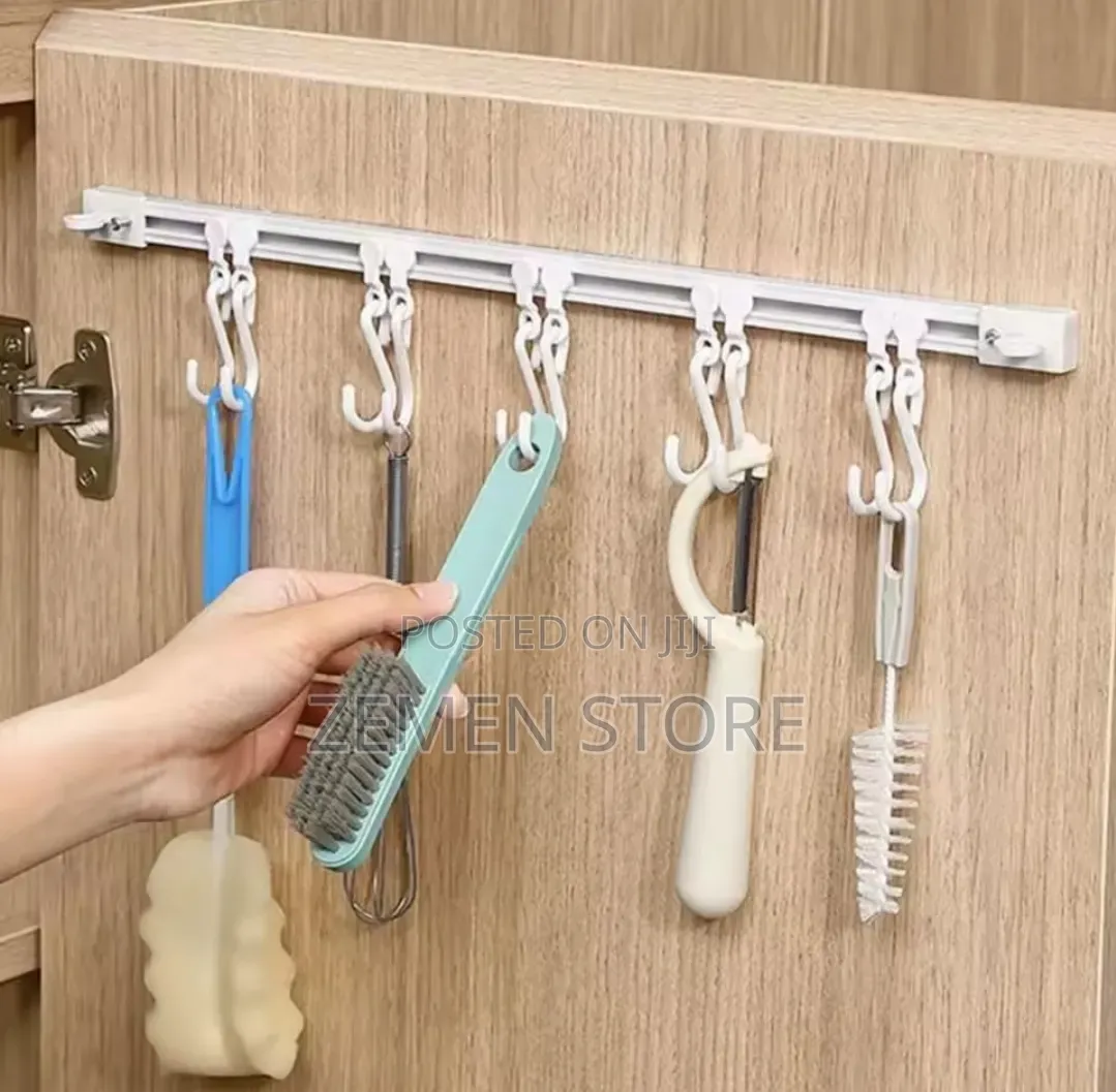 Multi-purpose Sliding S-hooks Kitchen Cabinet Organizer Rail