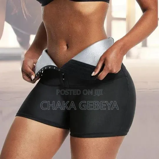 High Waist Sauna Sweat Shorts for Women – Black, S/M