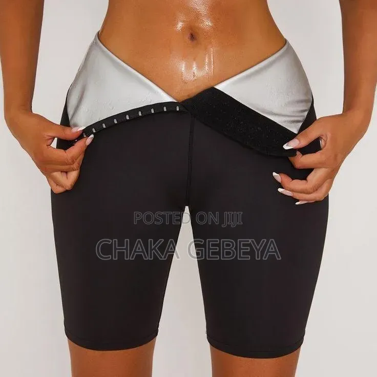 High Waist Sauna Sweat Shorts for Women – Black, S/M
