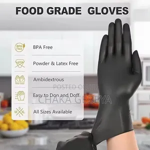 Fiftyfive Black Vinyl Gloves – 100pcs (50 Pairs), Latex Powder Free