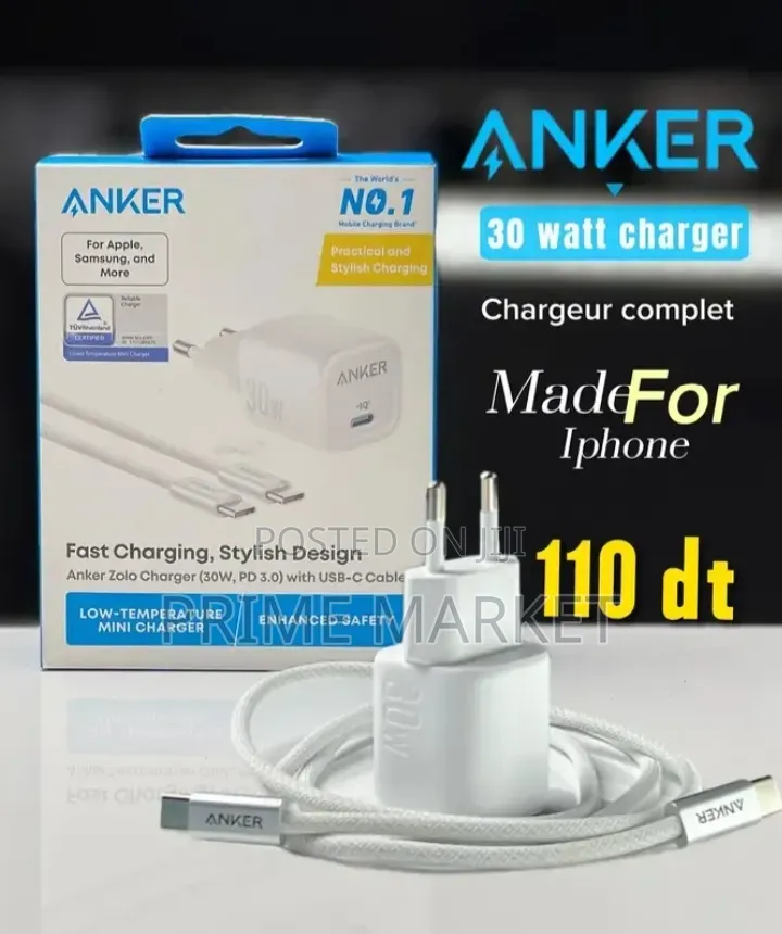Anker Zolo 30w Pd+Iq - 3x Faster Charging for iPhone, iPad, Samsung