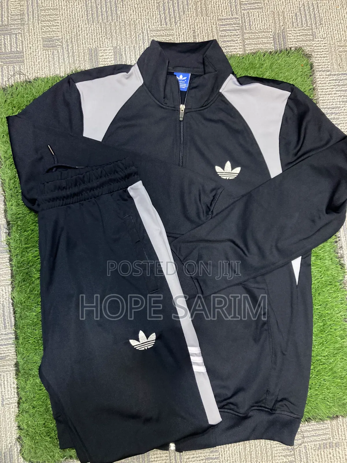 Original Adidas Men's Black Tracksuit Set •