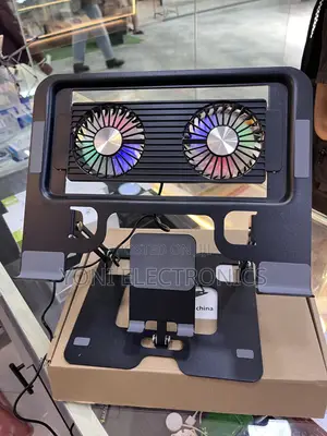 Adjustable Ergonomic Laptop and Phone Stand With Dual RGB Cooling Fans