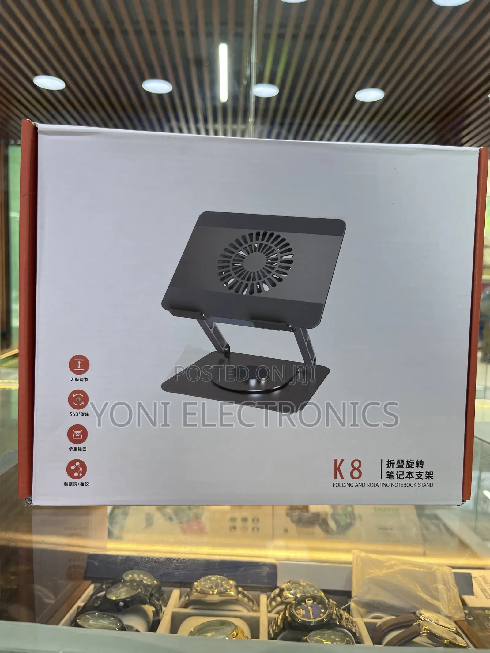 K8 Folding And 360-degree Rotating Notebook Stand With Integrated