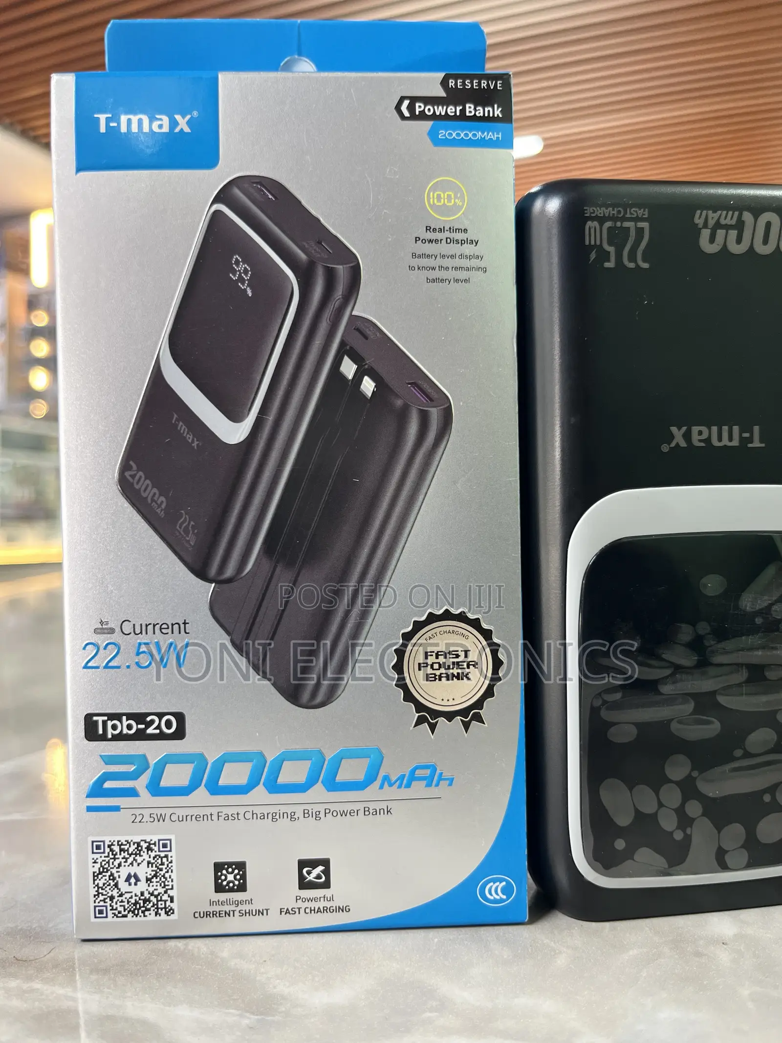 T-max Tpb-20 20000mah Fast Charging Power Bank With Real-time Digital
