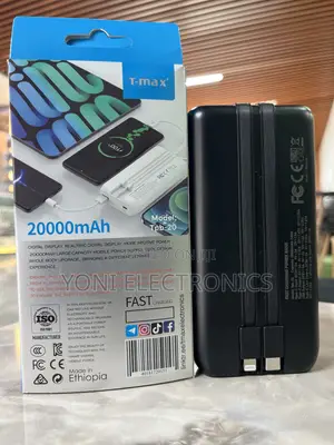 T-max Tpb-20 20000mah Fast Charging Power Bank With Real-time Digital