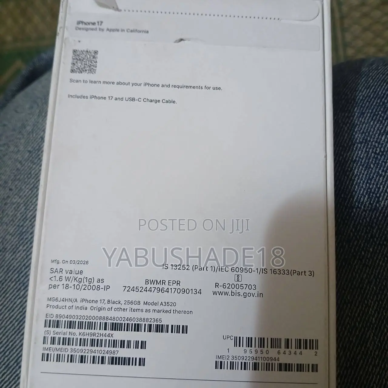 New Apple iPhone 17 256 GB Black