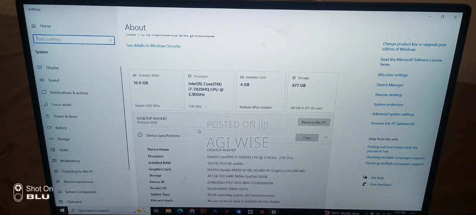 Laptop Dell Precision 5520 16GB Intel Core i7 SSD 500GB