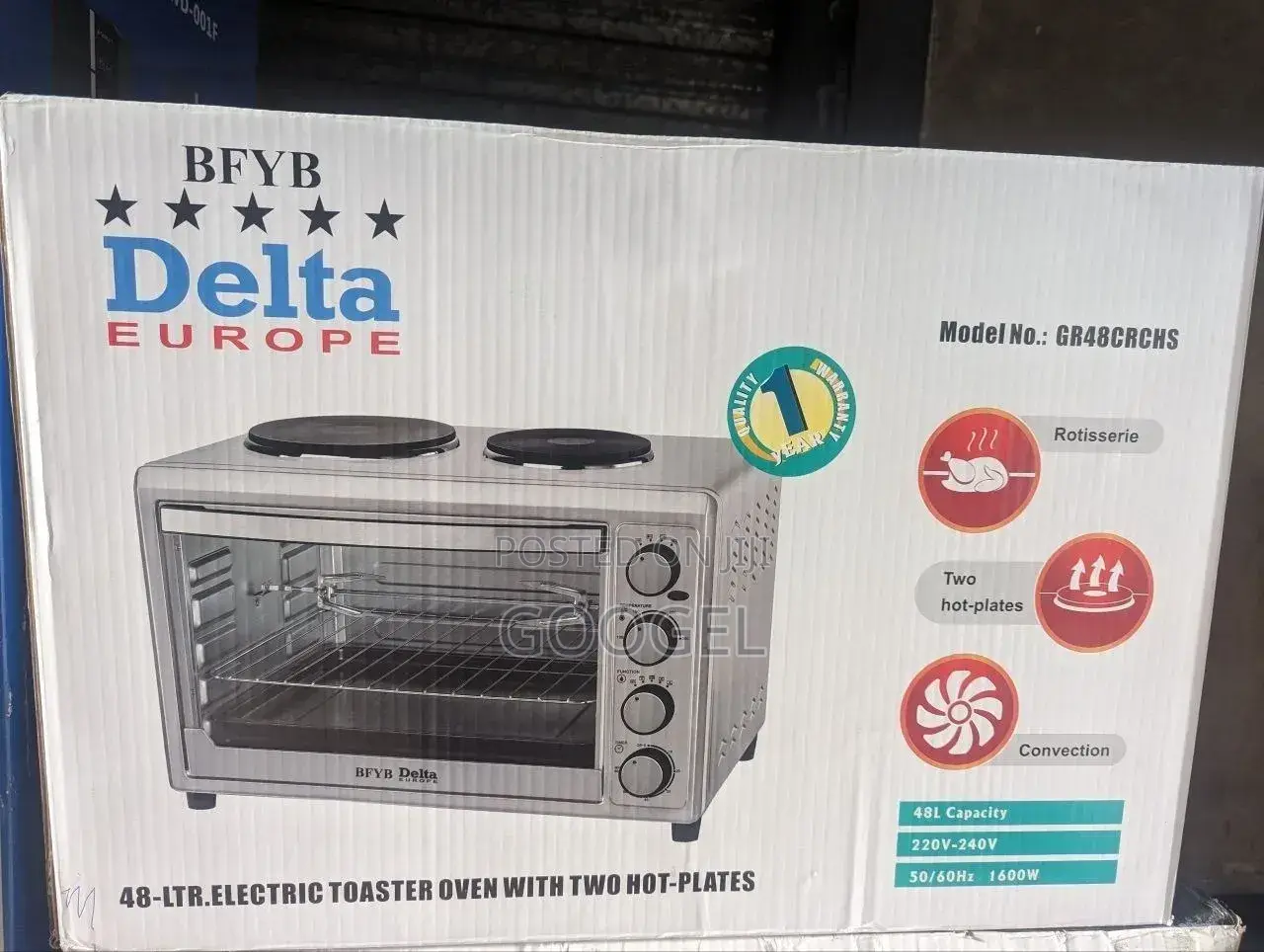 Delta 48-Litre Electric Toaster With Hot Plate Oven
