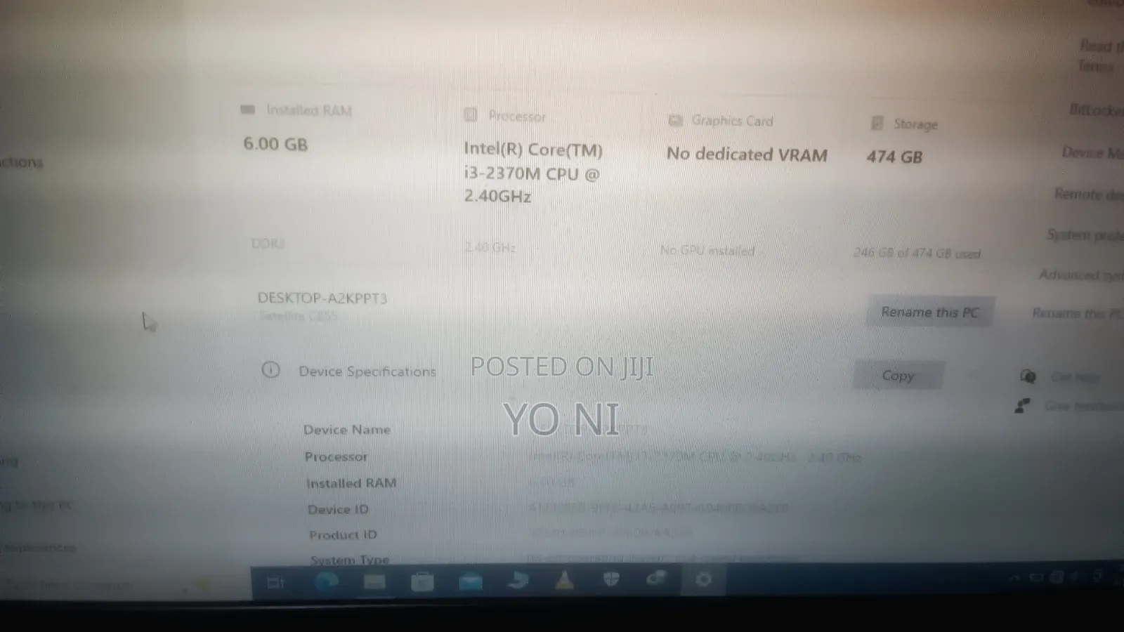 Laptop Toshiba Satellite C850 6GB Intel Core 3 HDD 500GB