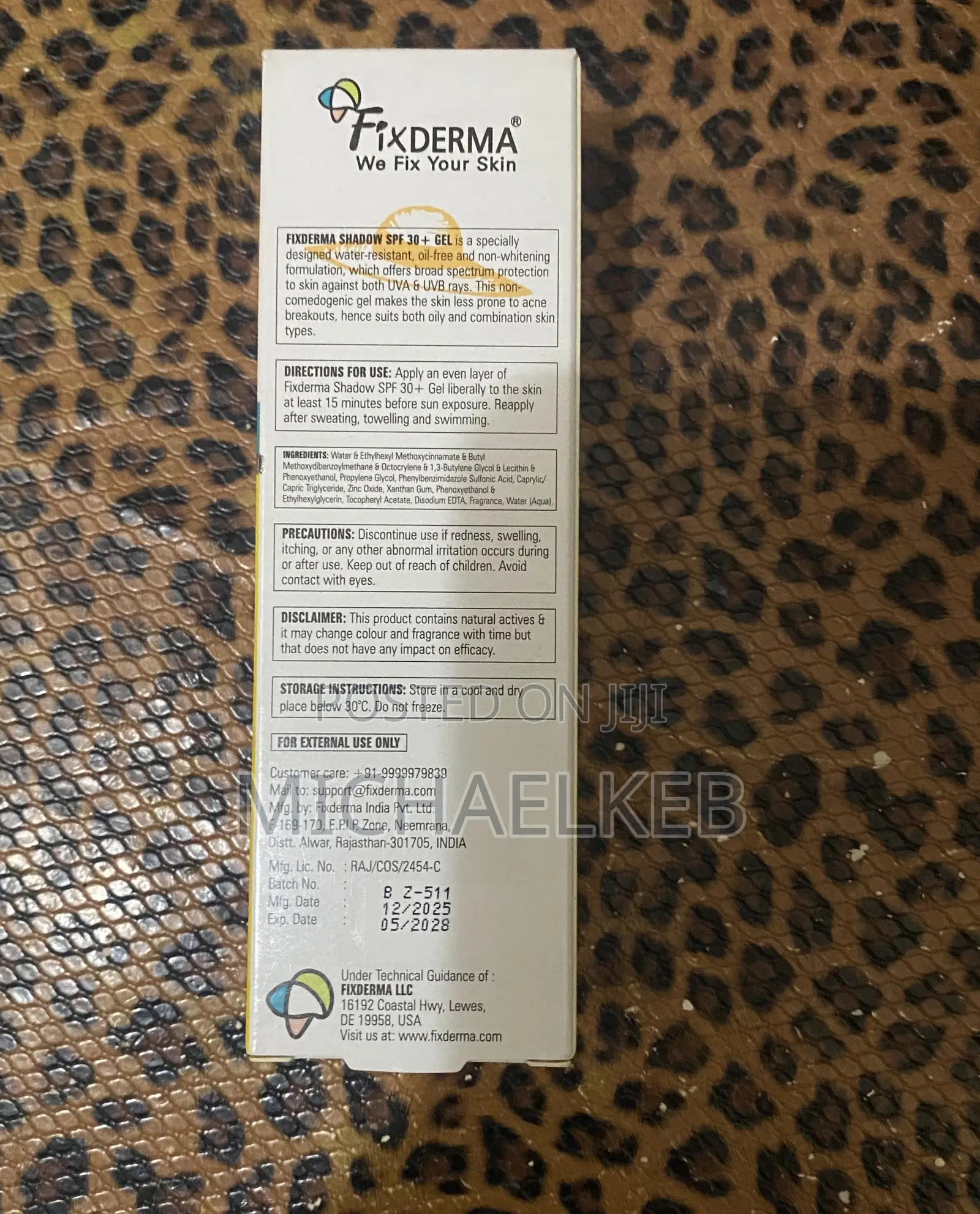 Fix Derma Shadow Sunscreen SPF 30+ Gel
