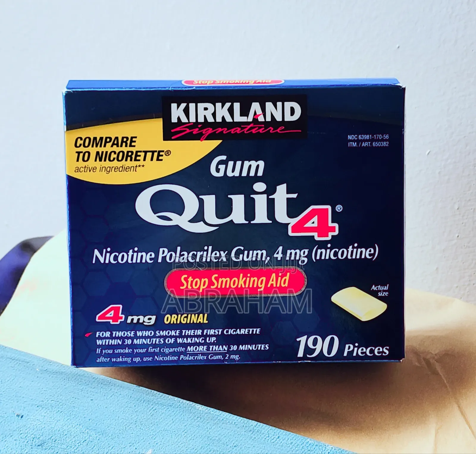 ሲጋራ ለማቆም የሚረዳ ማስቲካ, Nicotine' Gum 4mg (Quit4)