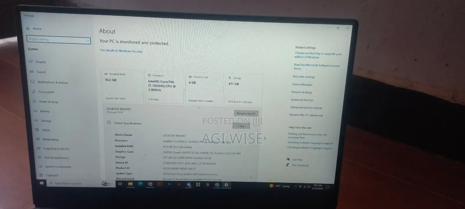 Laptop Dell Precision 5520 16GB Intel Core i7 SSD 500GB