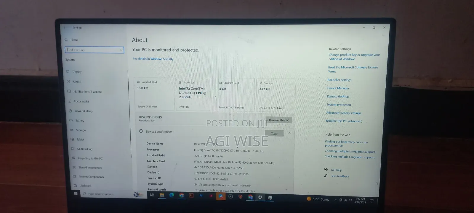 Laptop Dell Precision 5520 16GB Intel Core i7 SSD 500GB