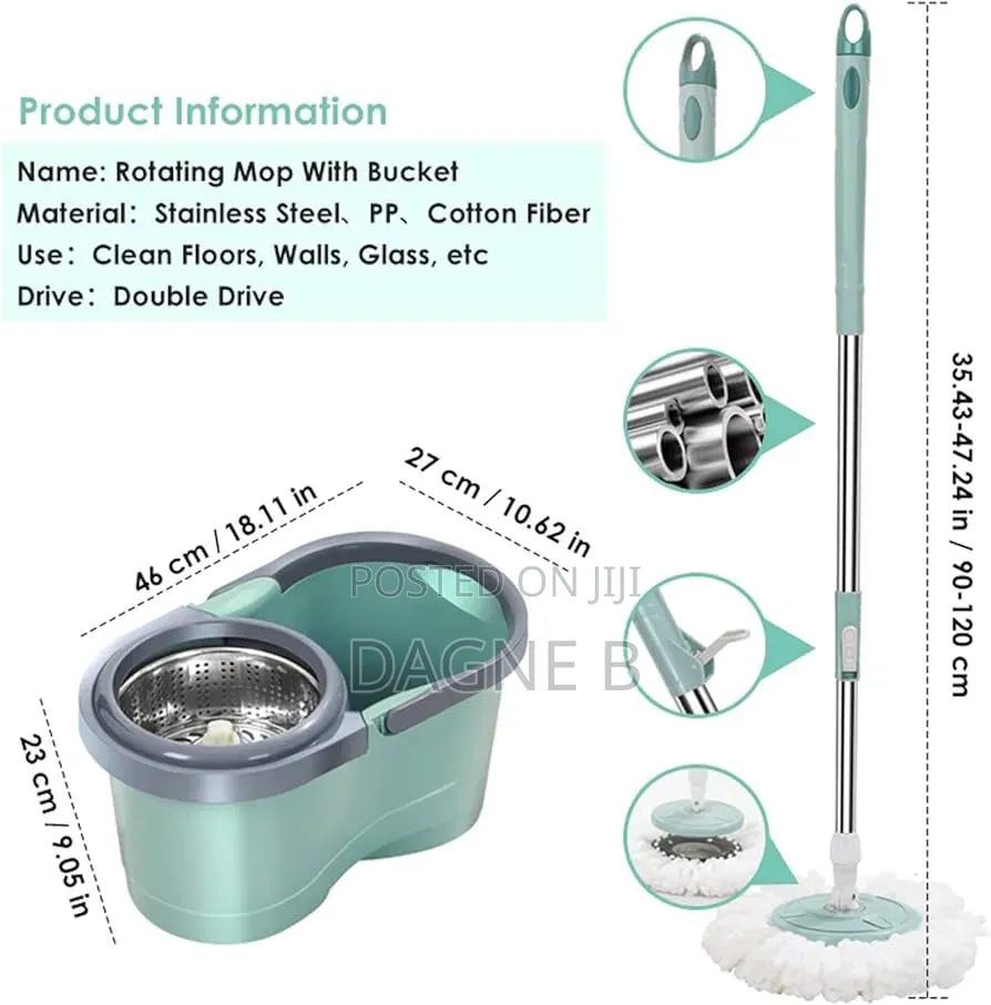 360° Professional Floor Mop Set ራሱን የሚጨምቅ መወልወያ