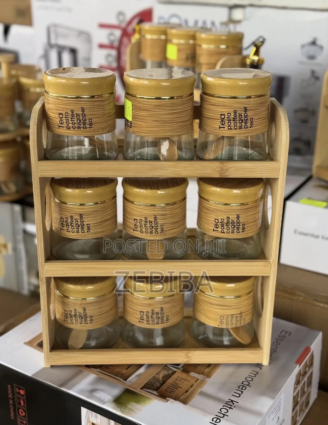 Glass Storage Jar Set የቅመም ማስቀመጫ