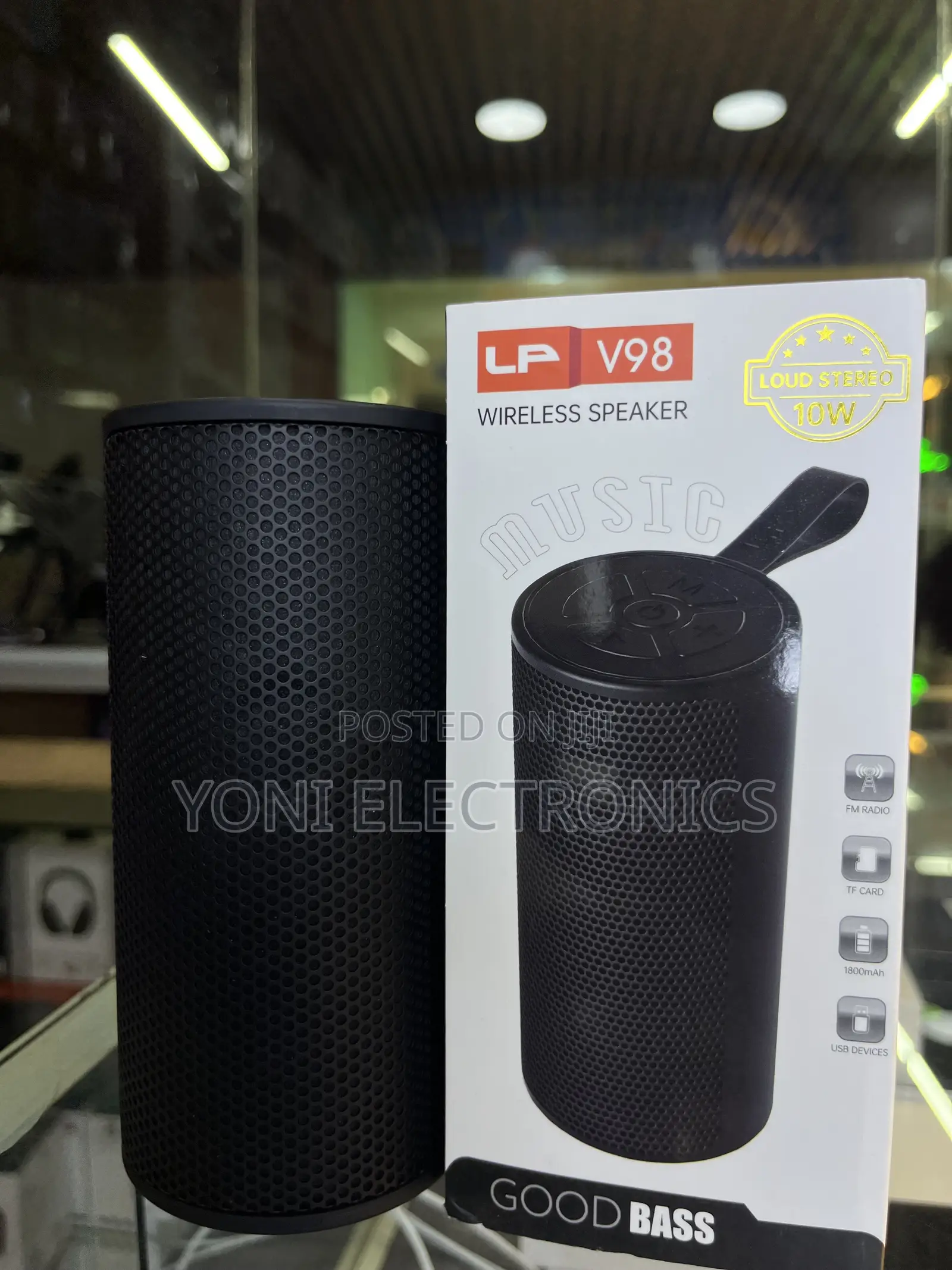 Lp V98 Cylindrical Wireless Bluetooth Speaker – 10w Stereo Bass