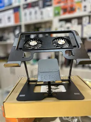 Adjustable Laptop Cooling Stand With Dual Fans and Built Inphone Mount