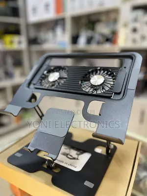 Adjustable Laptop Cooling Stand With Dual Fans and Built Inphone Mount